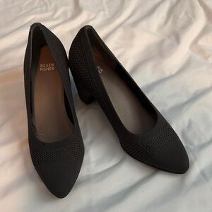 Eileen Fisher Black Textured Heels